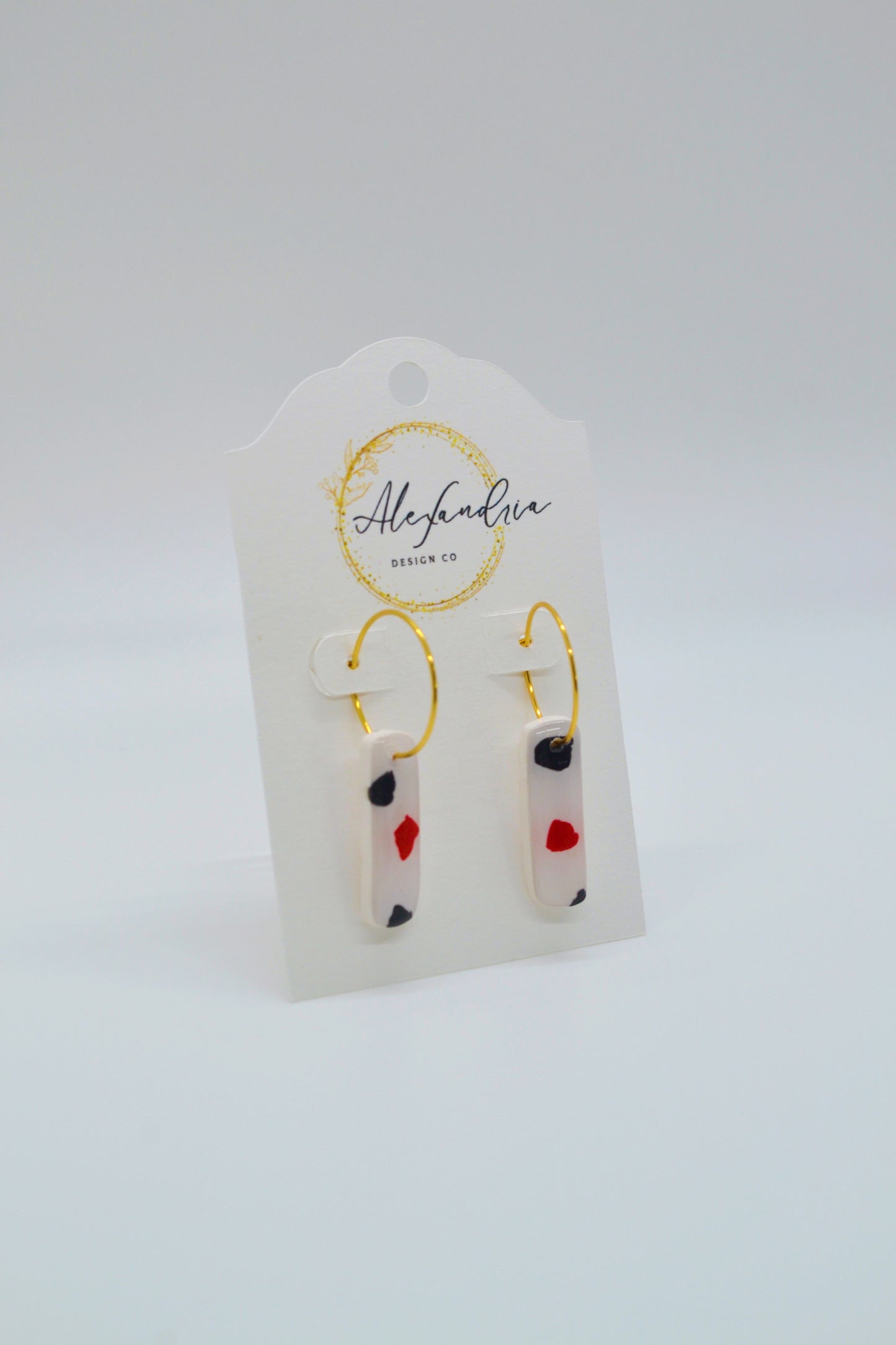 Red & Black Terrazzo Small Hoops
