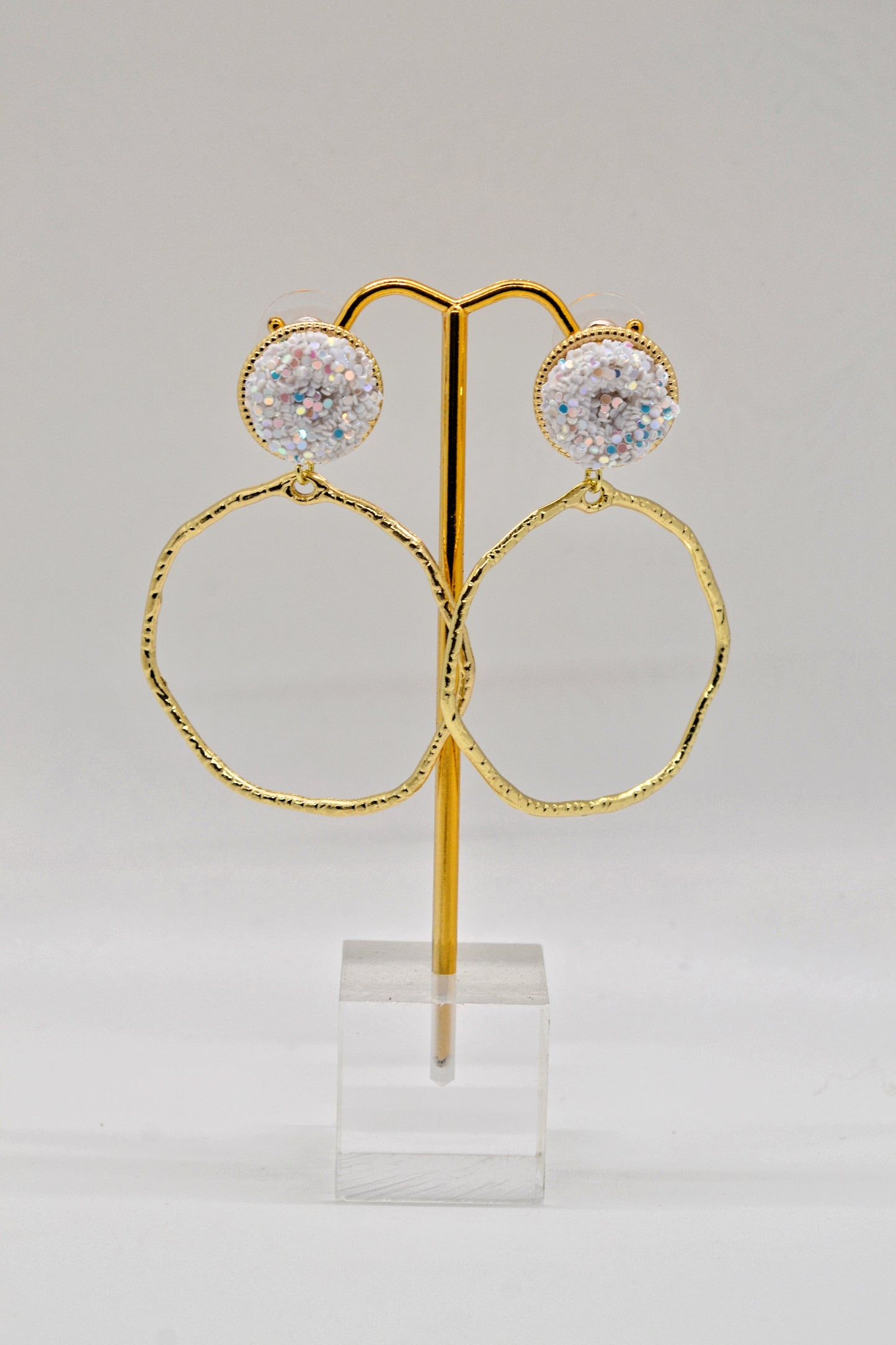 White Glitter Hoops