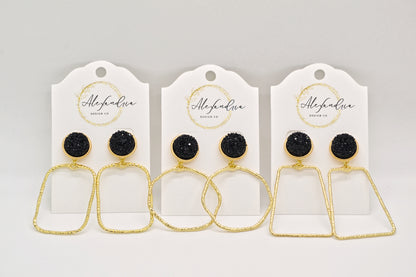 Black Druzy Hoops