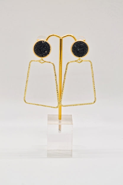 Black Druzy Hoops