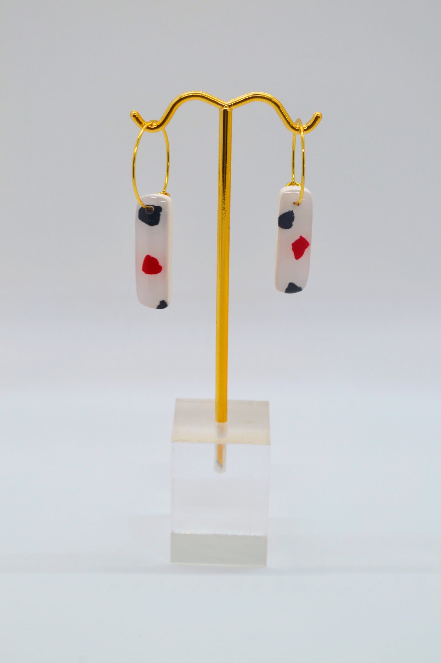 Red & Black Terrazzo Small Hoops