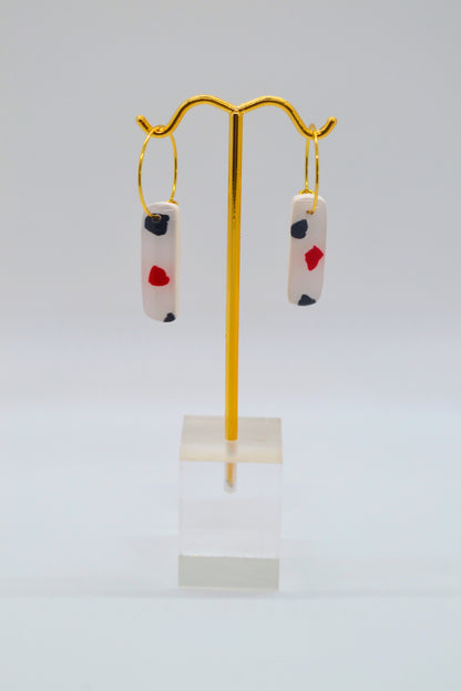 Red & Black Terrazzo Small Hoops