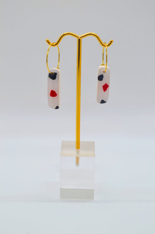 Red & Black Terrazzo Small Hoops
