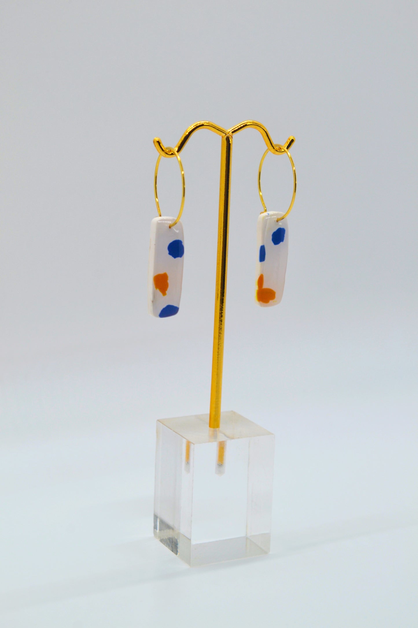 Orange & Blue Terrazzo Small Hoops