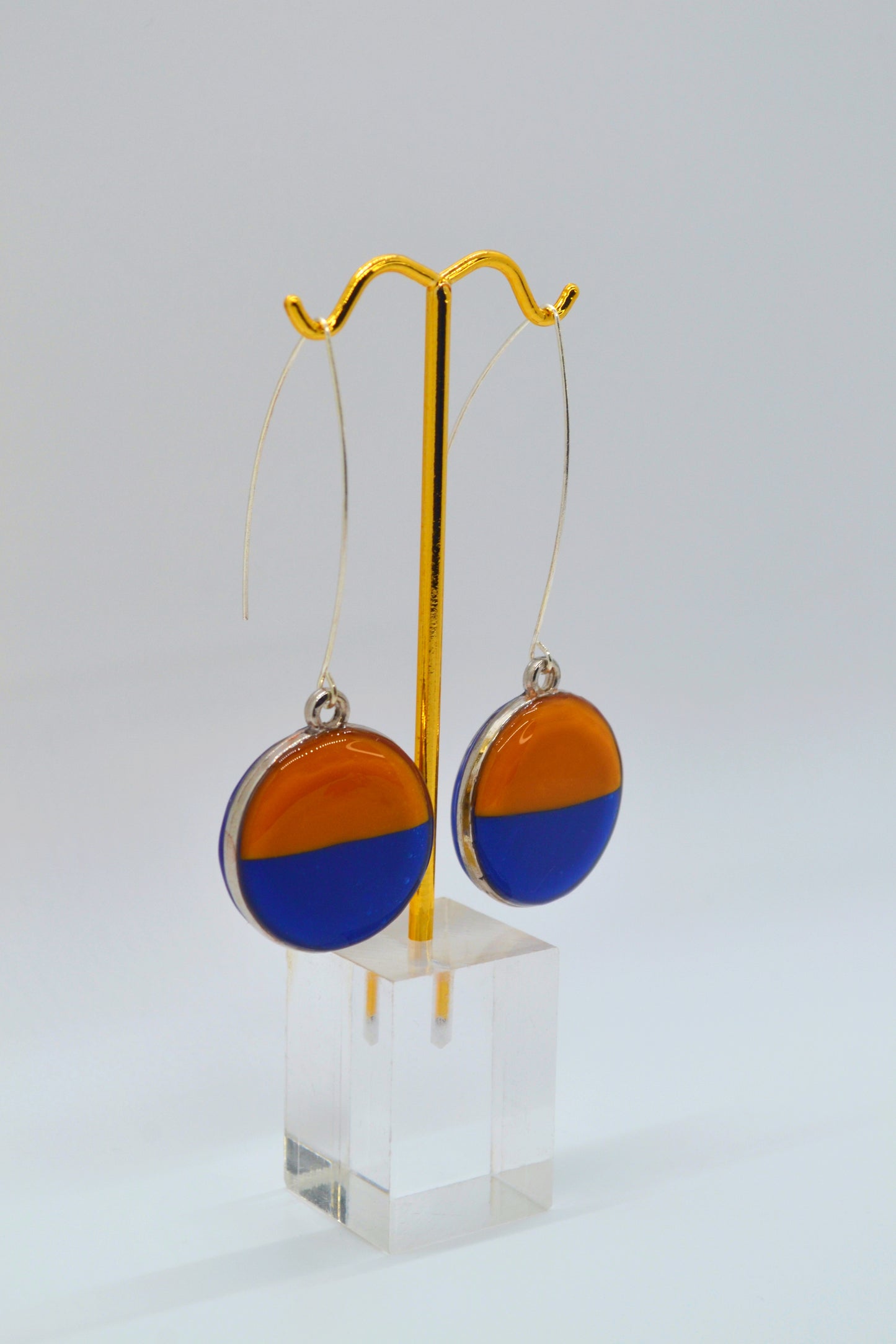 Orange & Blue V-Hook Earrings