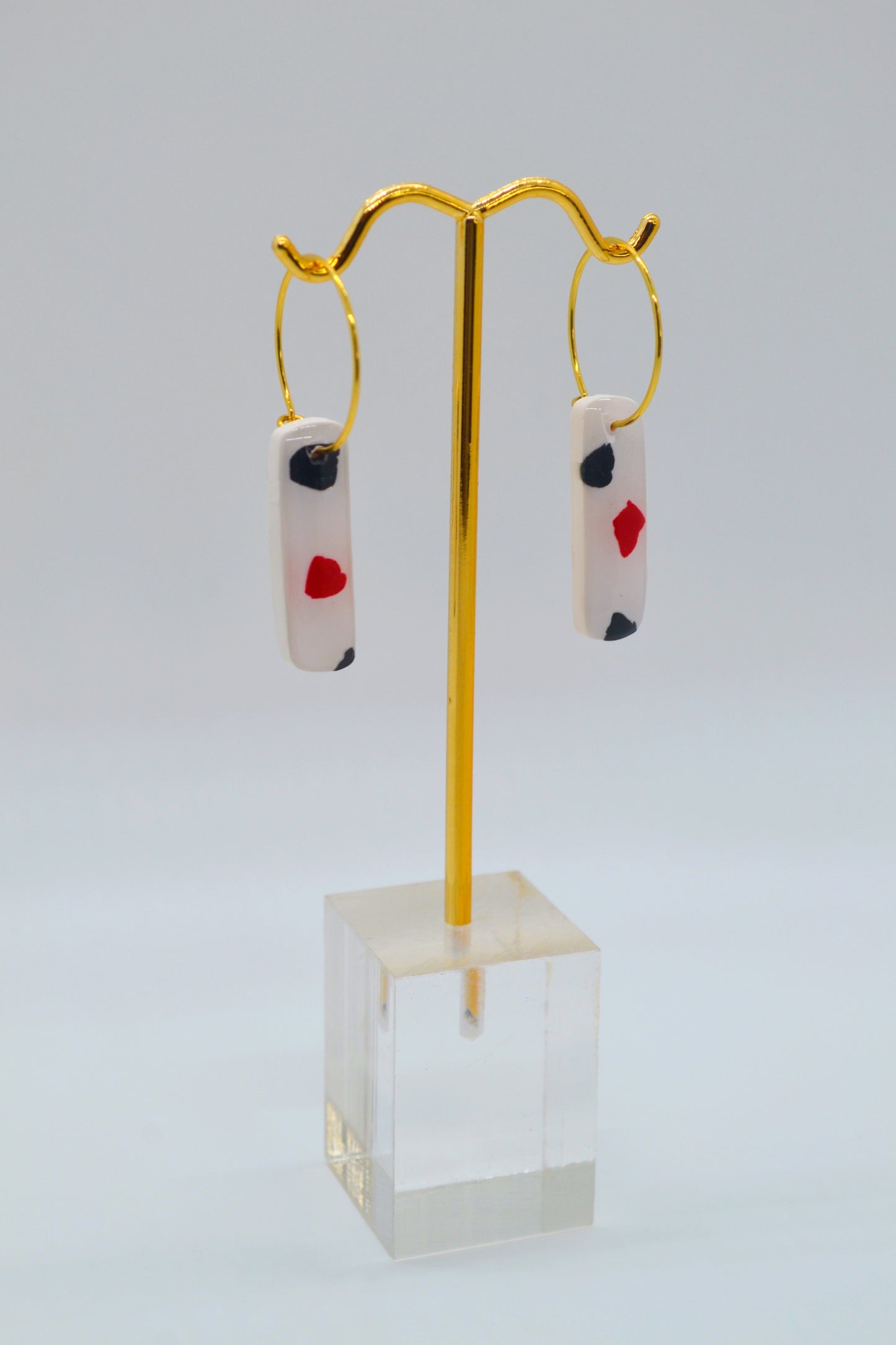 Red & Black Terrazzo Small Hoops