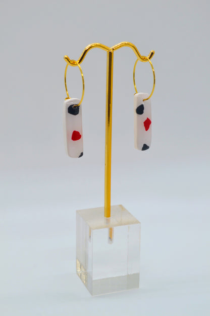 Red & Black Terrazzo Small Hoops