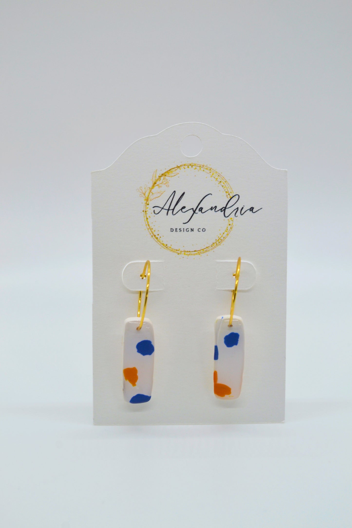 Orange & Blue Terrazzo Small Hoops