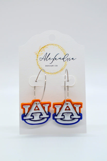 Orange n Blue Hoop Earrings