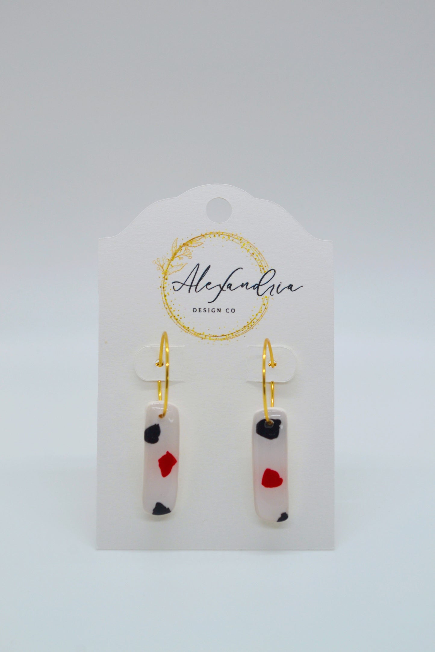 Red & Black Terrazzo Small Hoops