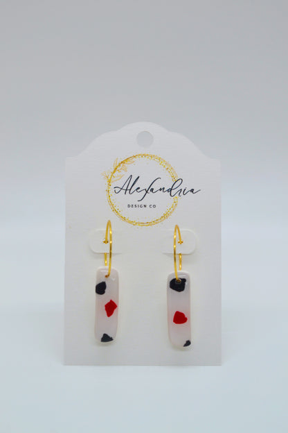 Red & Black Terrazzo Small Hoops
