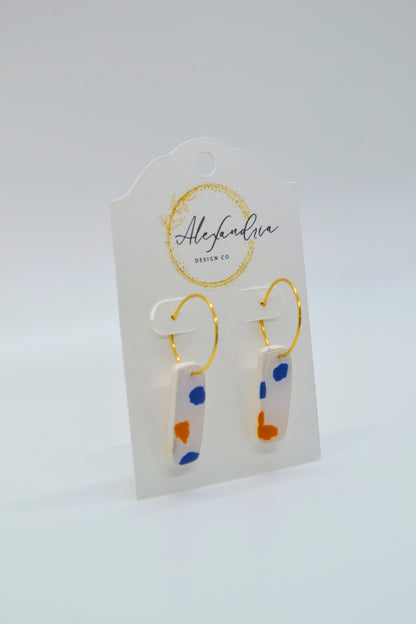 Orange & Blue Terrazzo Small Hoops