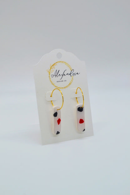 Red & Black Terrazzo Small Hoops