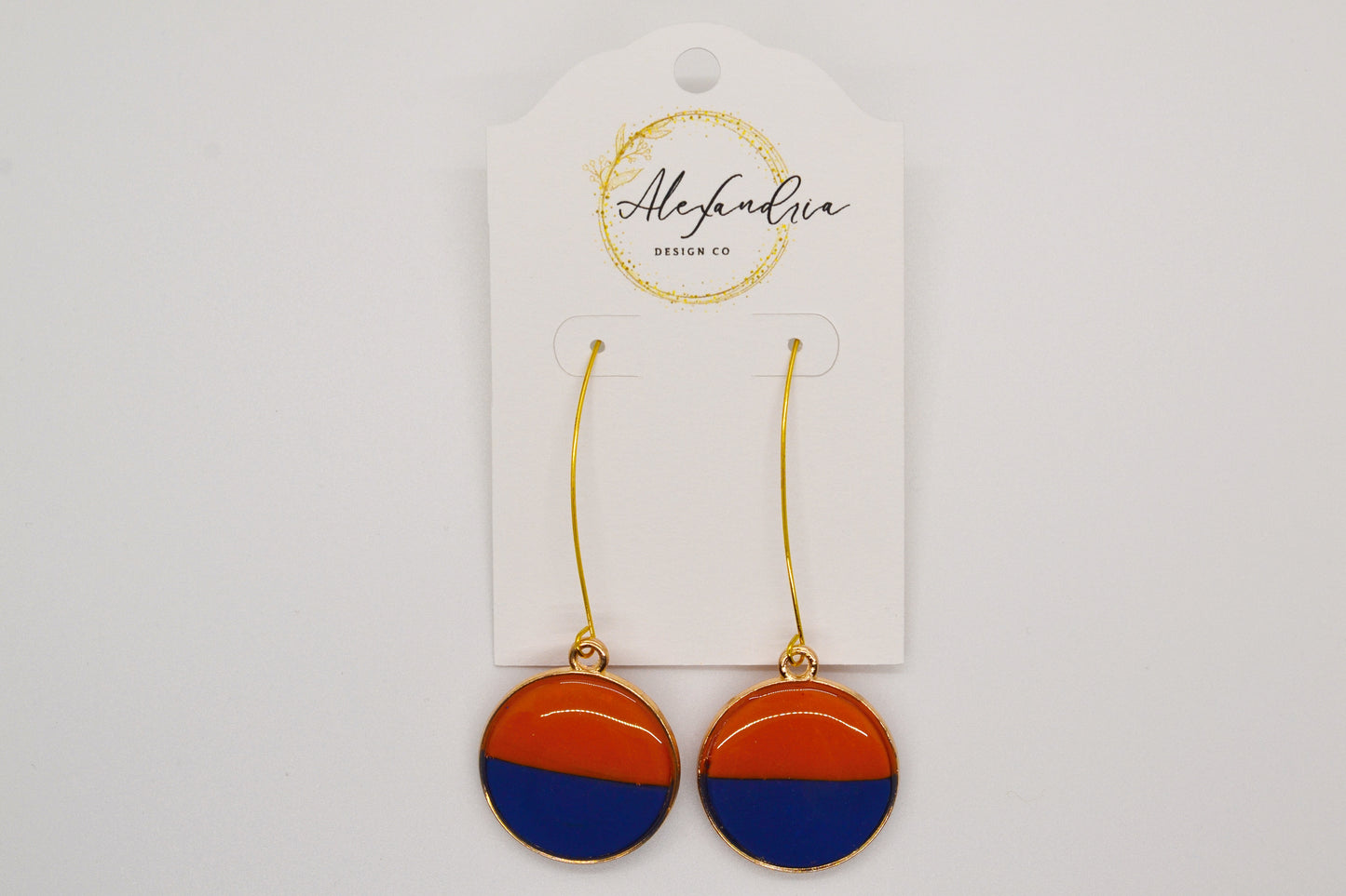 Orange & Blue V-Hook Earrings