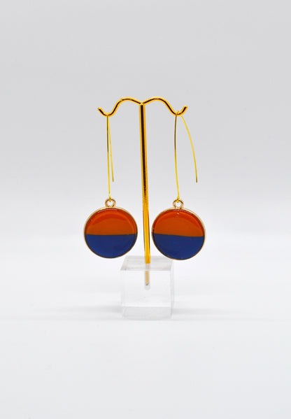 Orange & Blue V-Hook Earrings