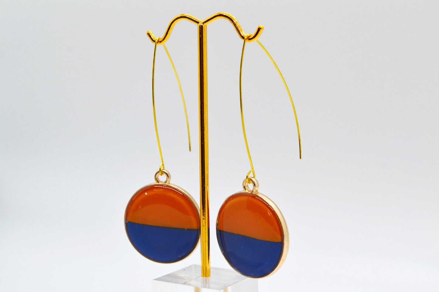 Orange & Blue V-Hook Earrings