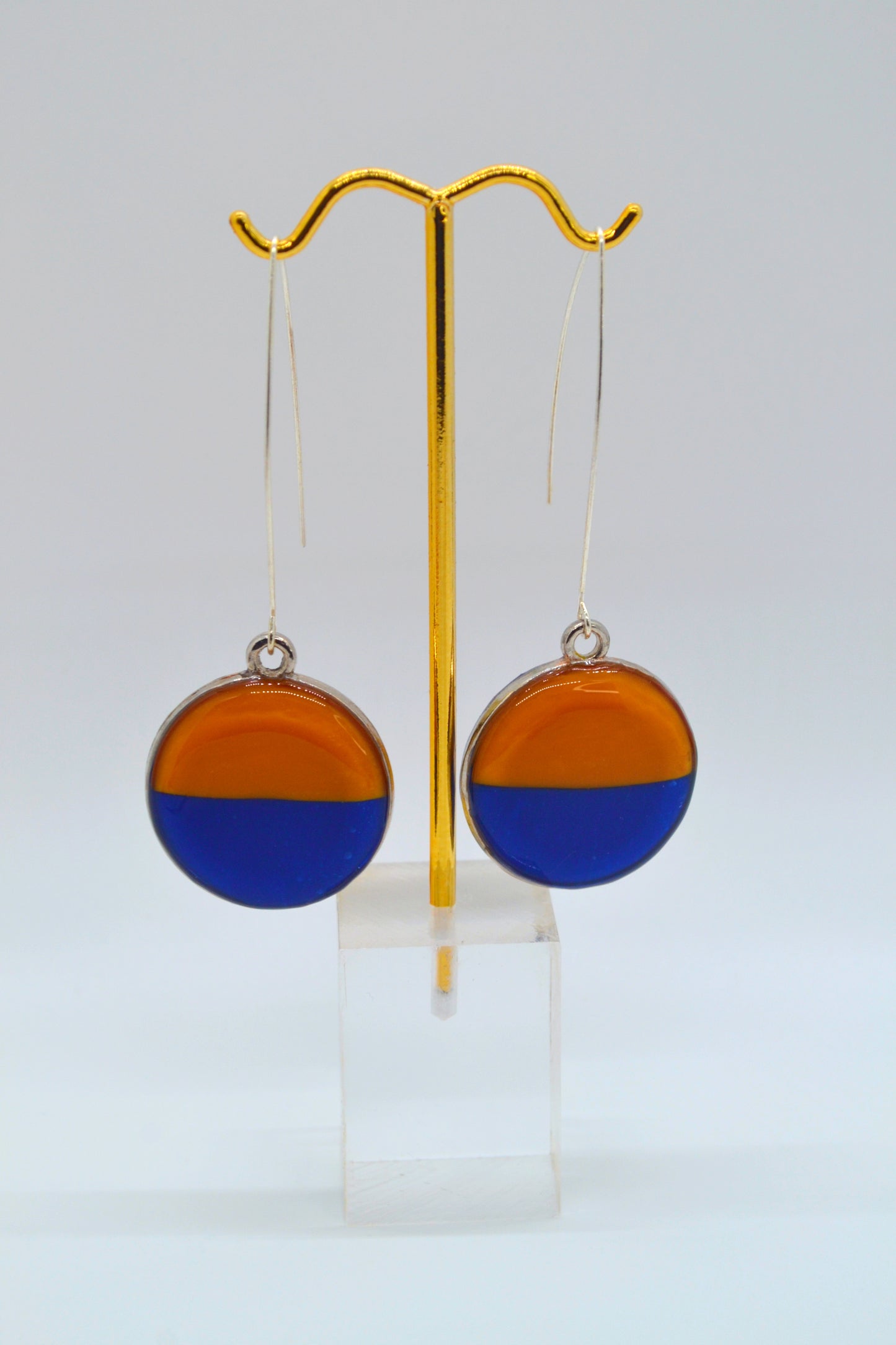 Orange & Blue V-Hook Earrings