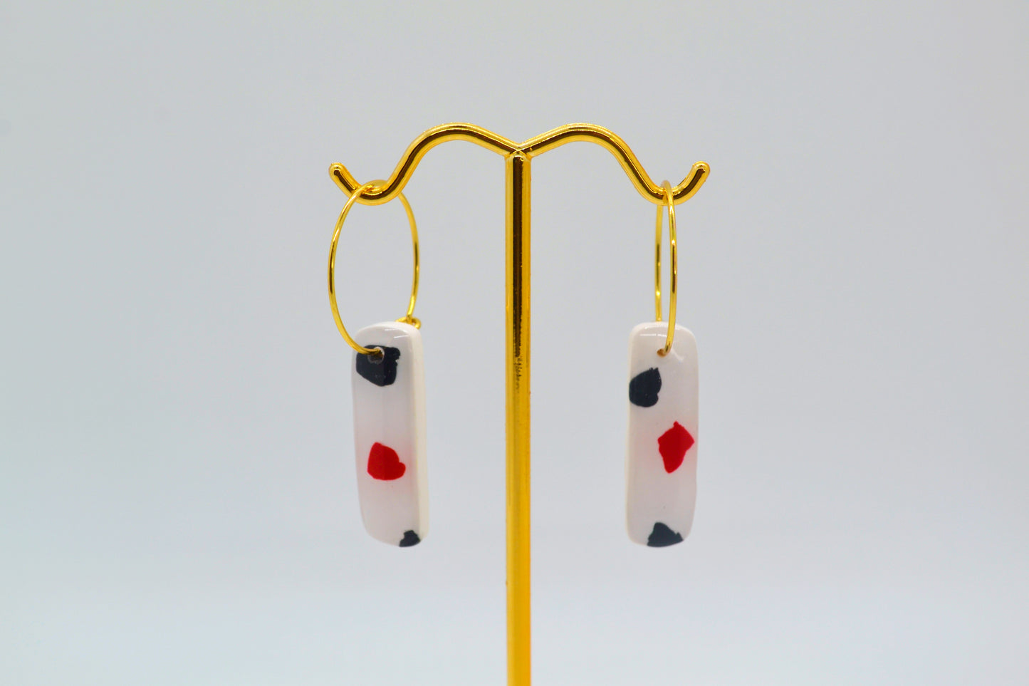 Red & Black Terrazzo Small Hoops