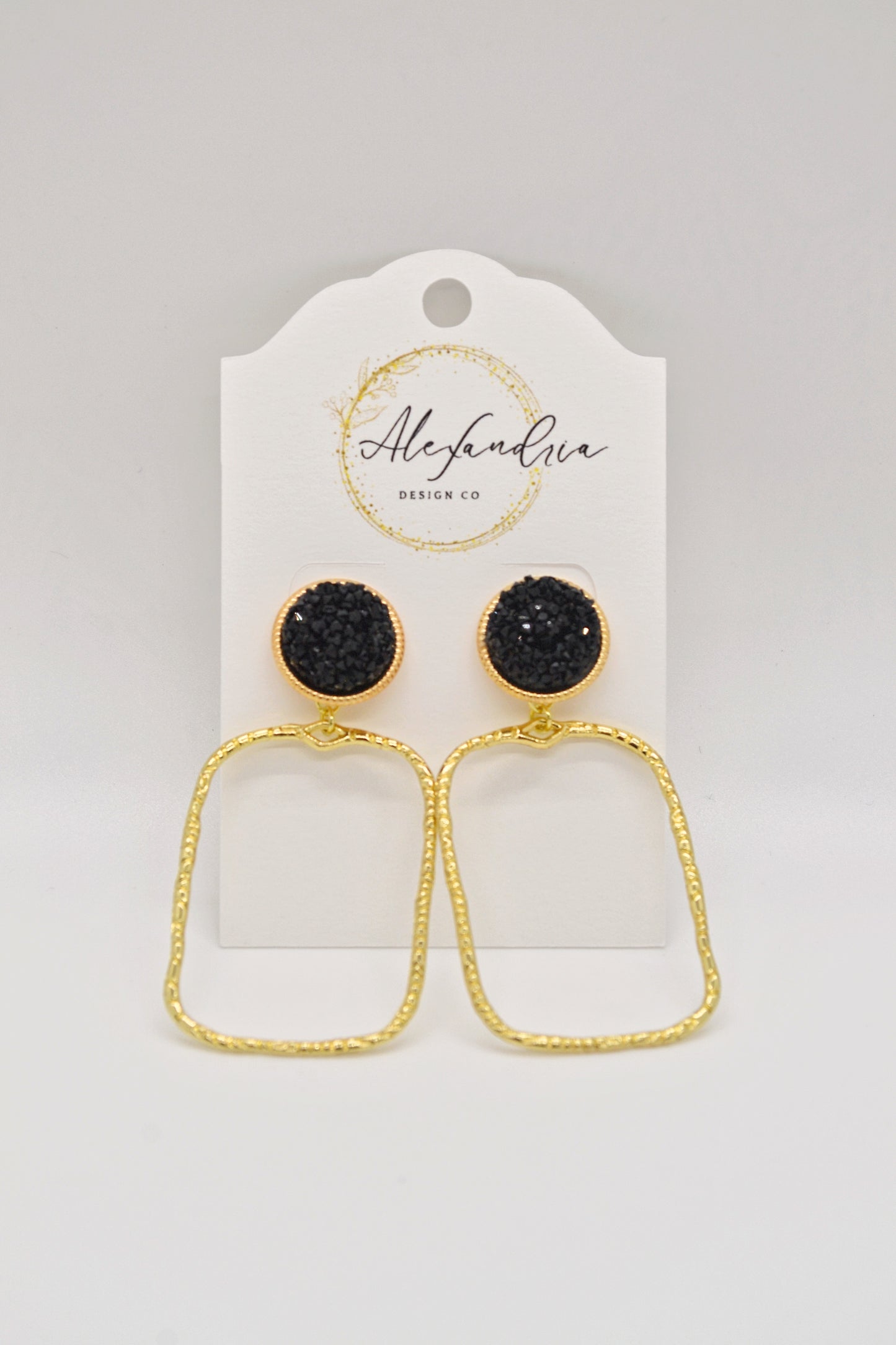 Black Druzy Hoops