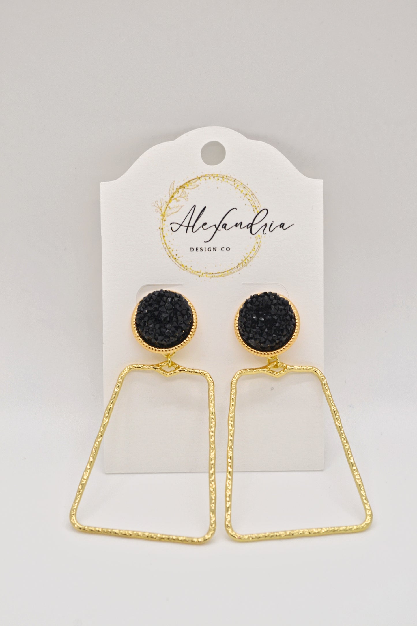 Black Druzy Hoops