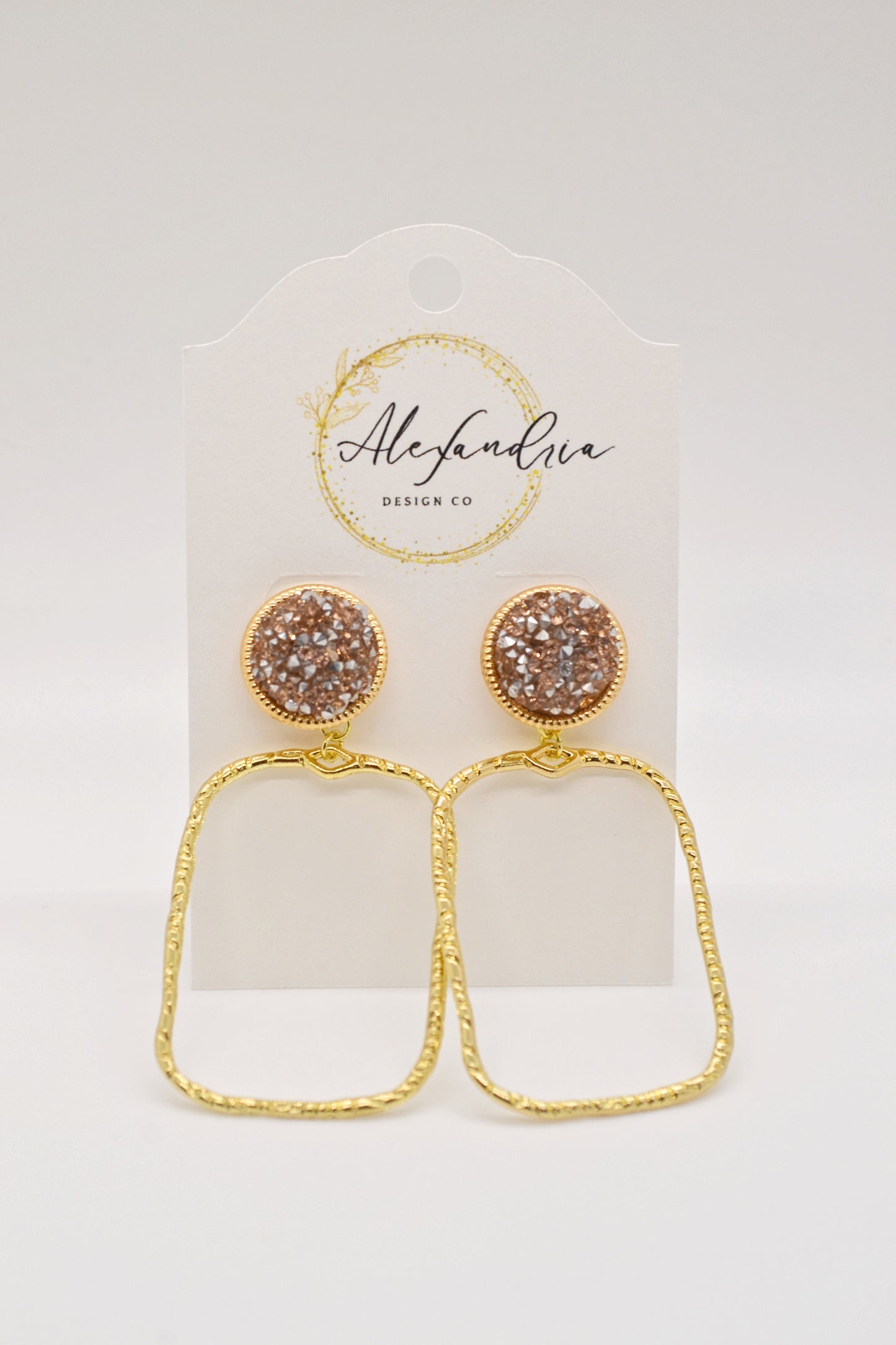 Rose Druzy Hoops