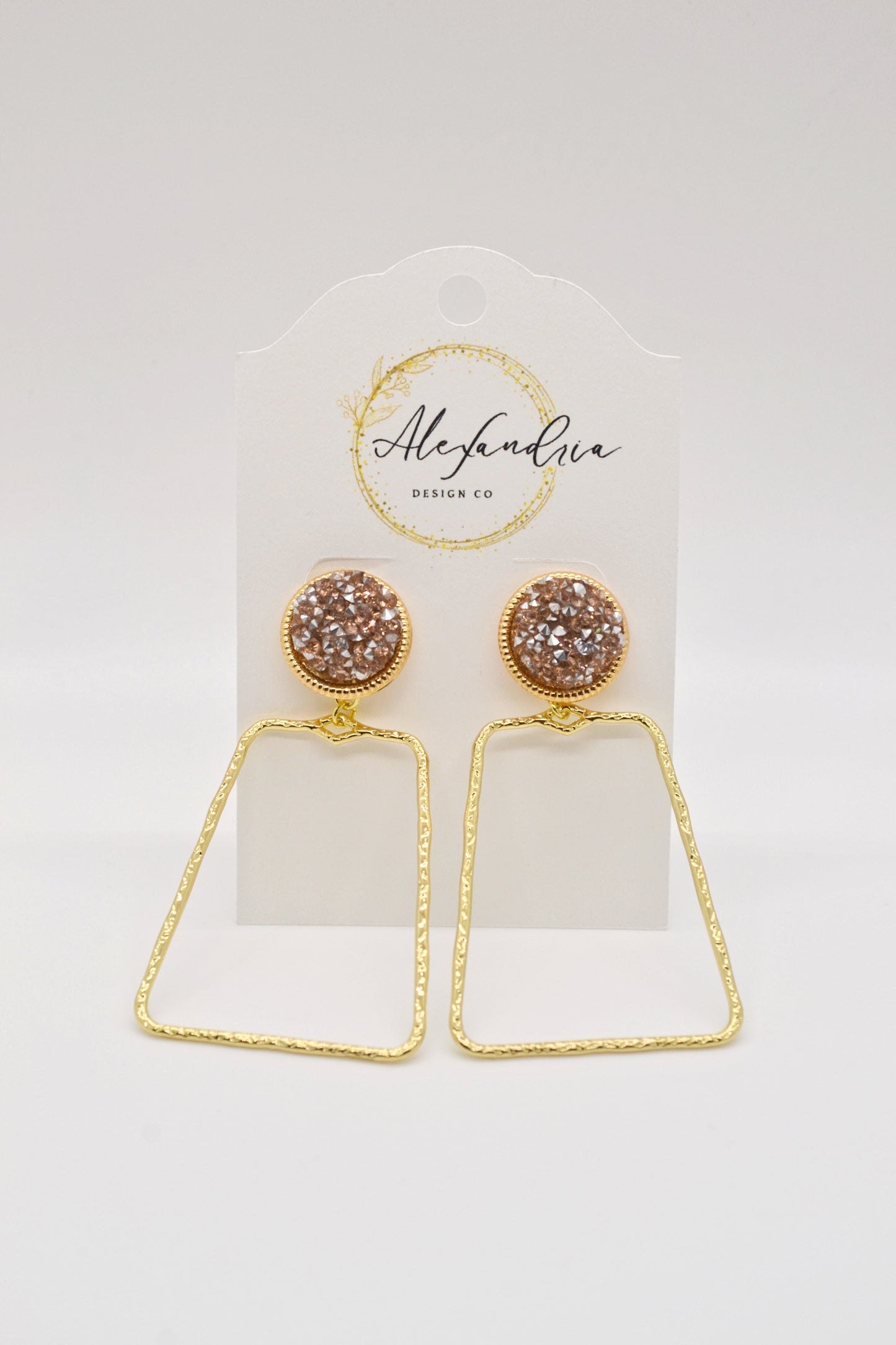 Rose Druzy Hoops