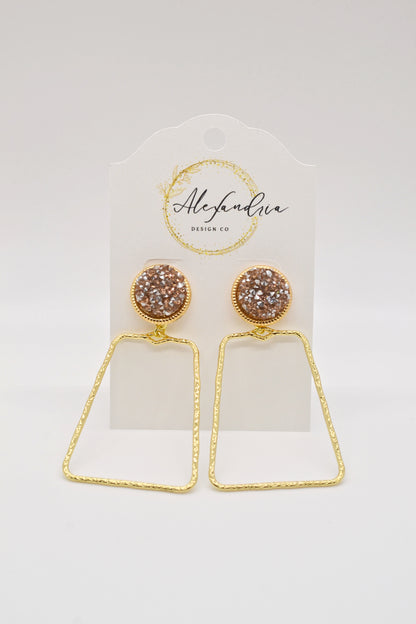 Rose Druzy Hoops