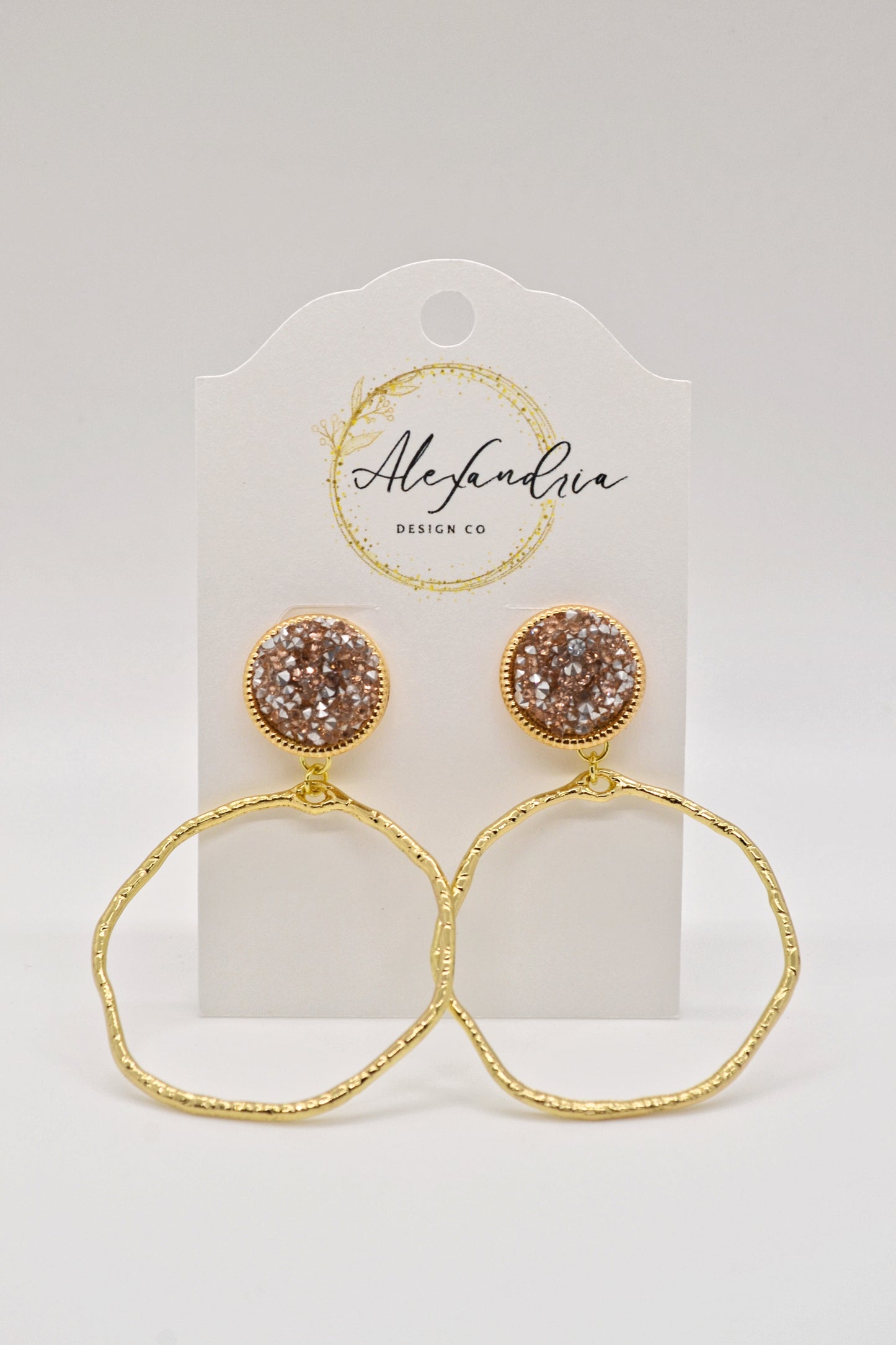 Rose Druzy Hoops