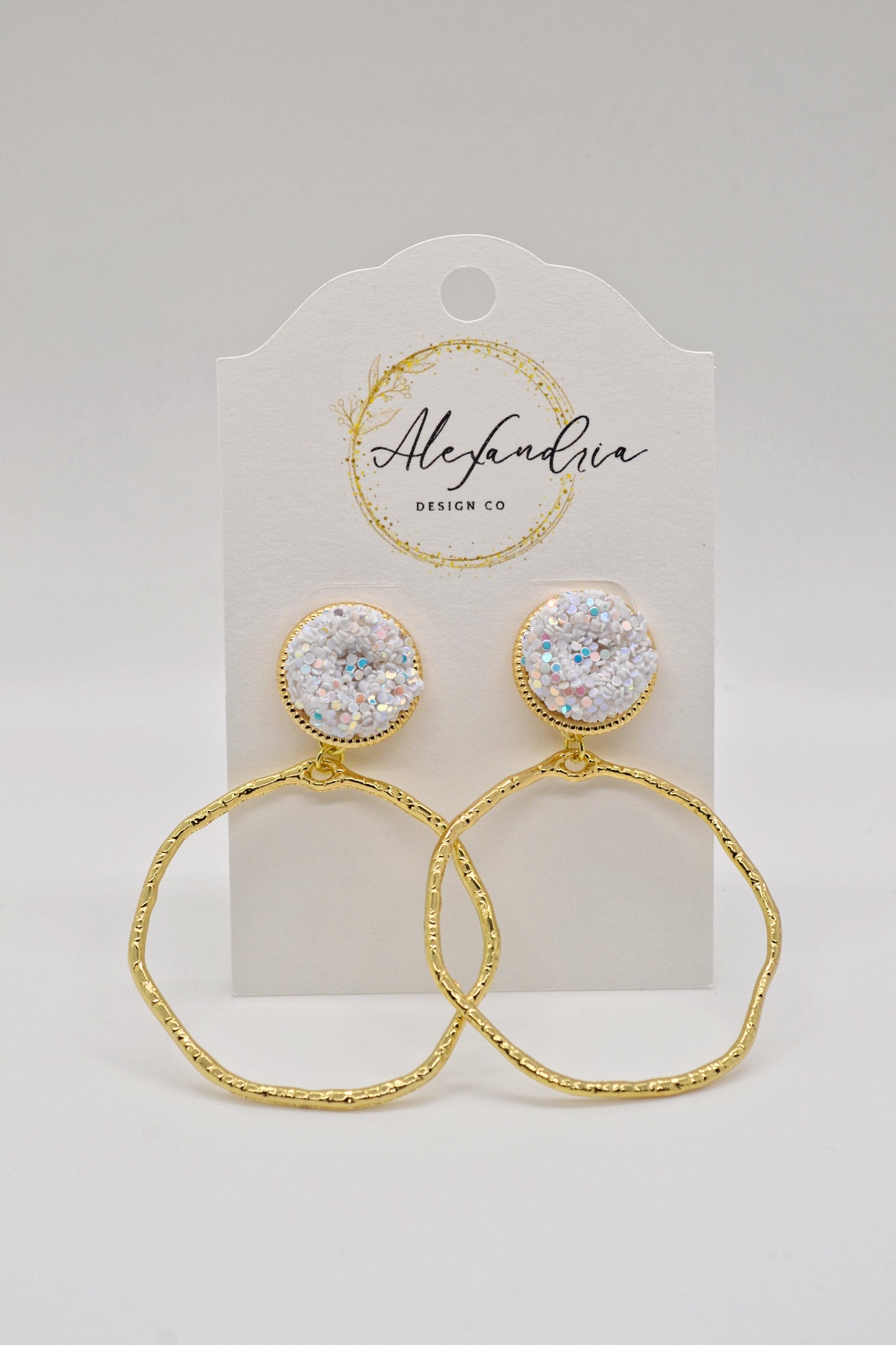 White Glitter Hoops