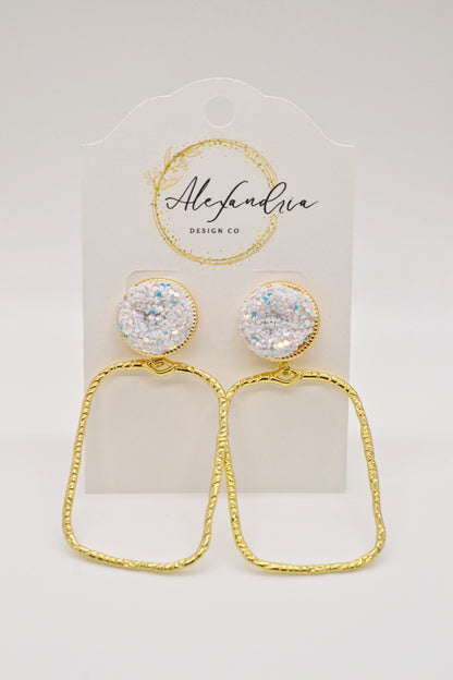 White Glitter Hoops