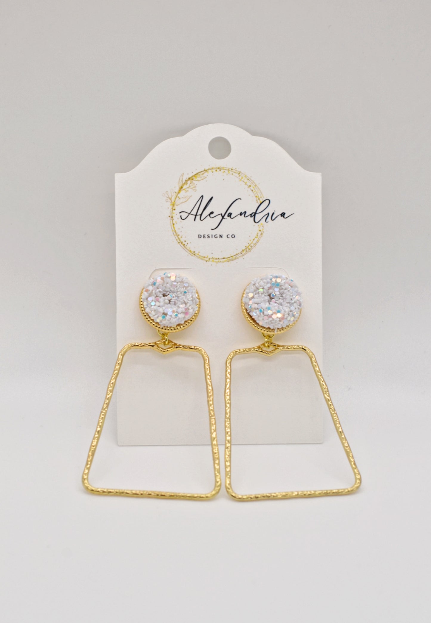 White Glitter Hoops