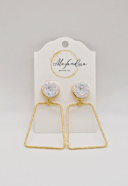 White Glitter Hoops